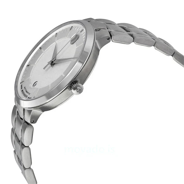 Movado 1881 Automatic Silver Dial Silver Steel Strap Watch- 606915