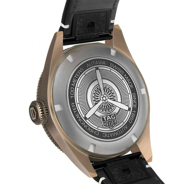 Tag Heuer Autavia Calibre 5 Automatic Olive Green Dial Green Leather Strap Watch - WBE5190.FC8268