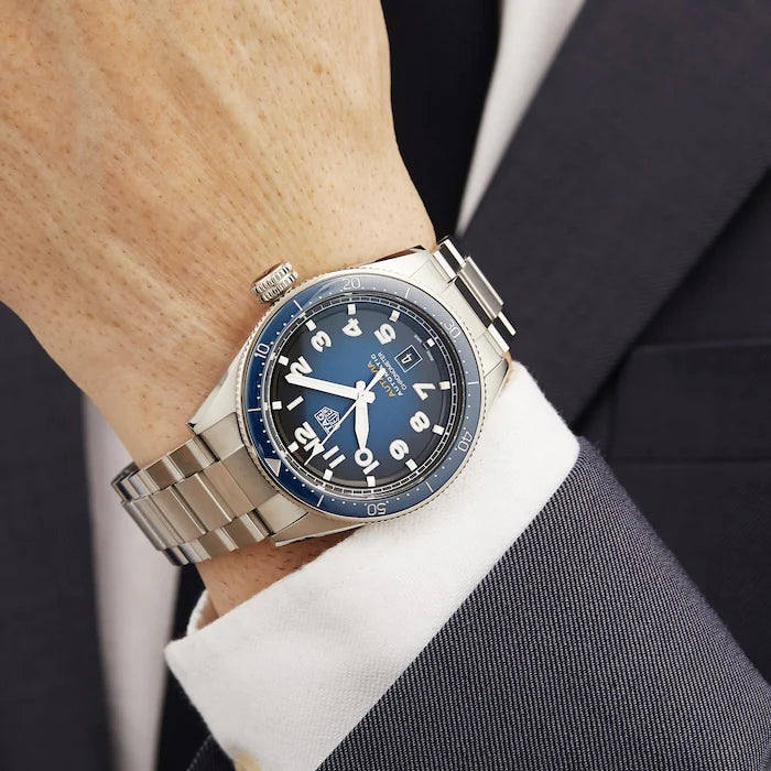 Tag Heuer Autavia Automatic Blue Dial Silver Steel Strap Watch- WBE5116.EB0173