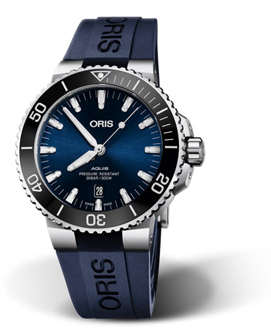 Oris Aquis Date Blue Dial Black Rubber Strap 43.5MM Watch - 0173377304135-0742465EB