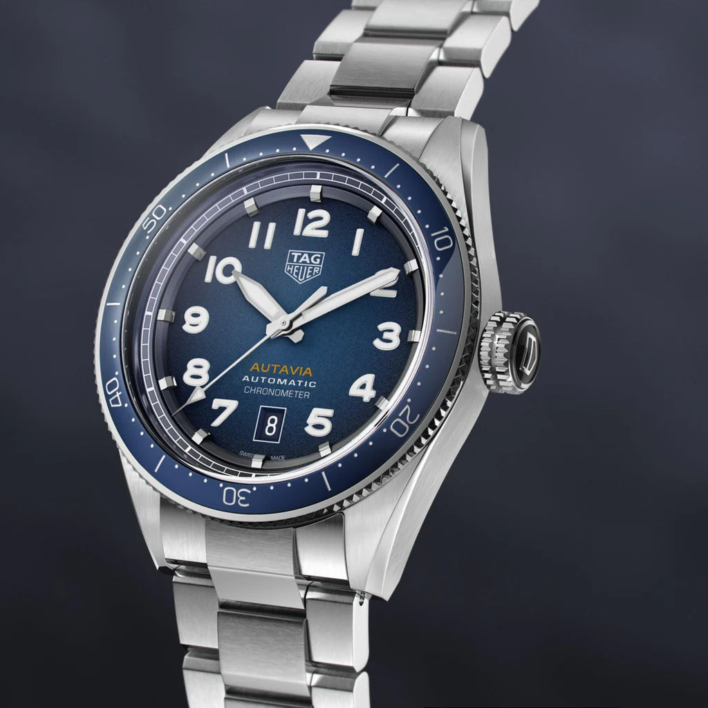 Tag Heuer Autavia Automatic Blue Dial Silver Steel Strap Watch- WBE5116.EB0173