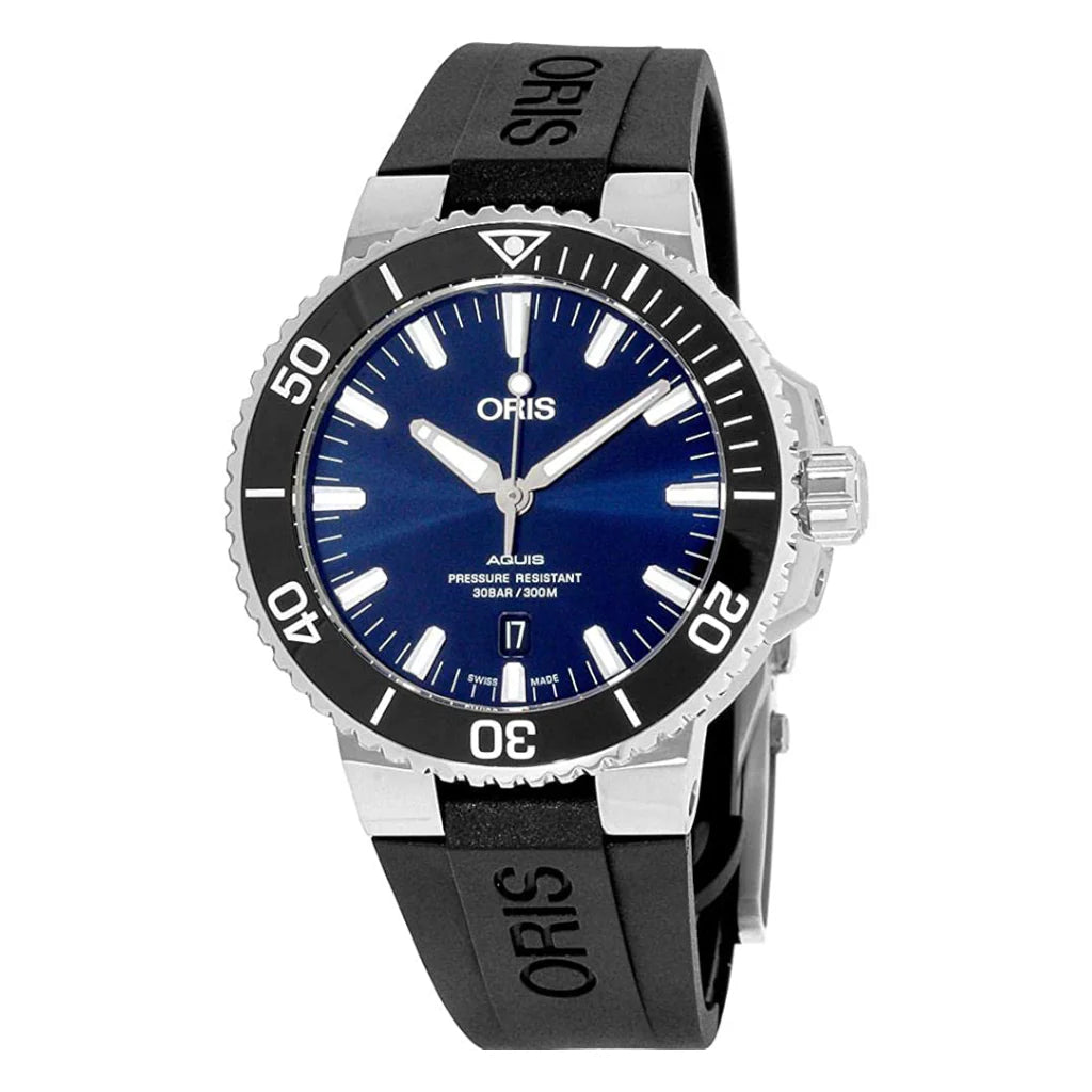 Oris Aquis Date Blue Dial Black Rubber Strap 43.5MM Watch - 0173377304152-0742464EB