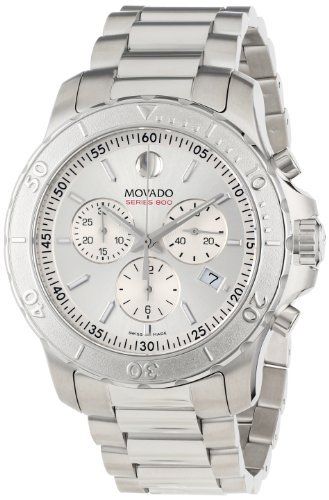 Movado Series 800 Chronograph Silver Dial Silver Steel Strap Watch- 2600111