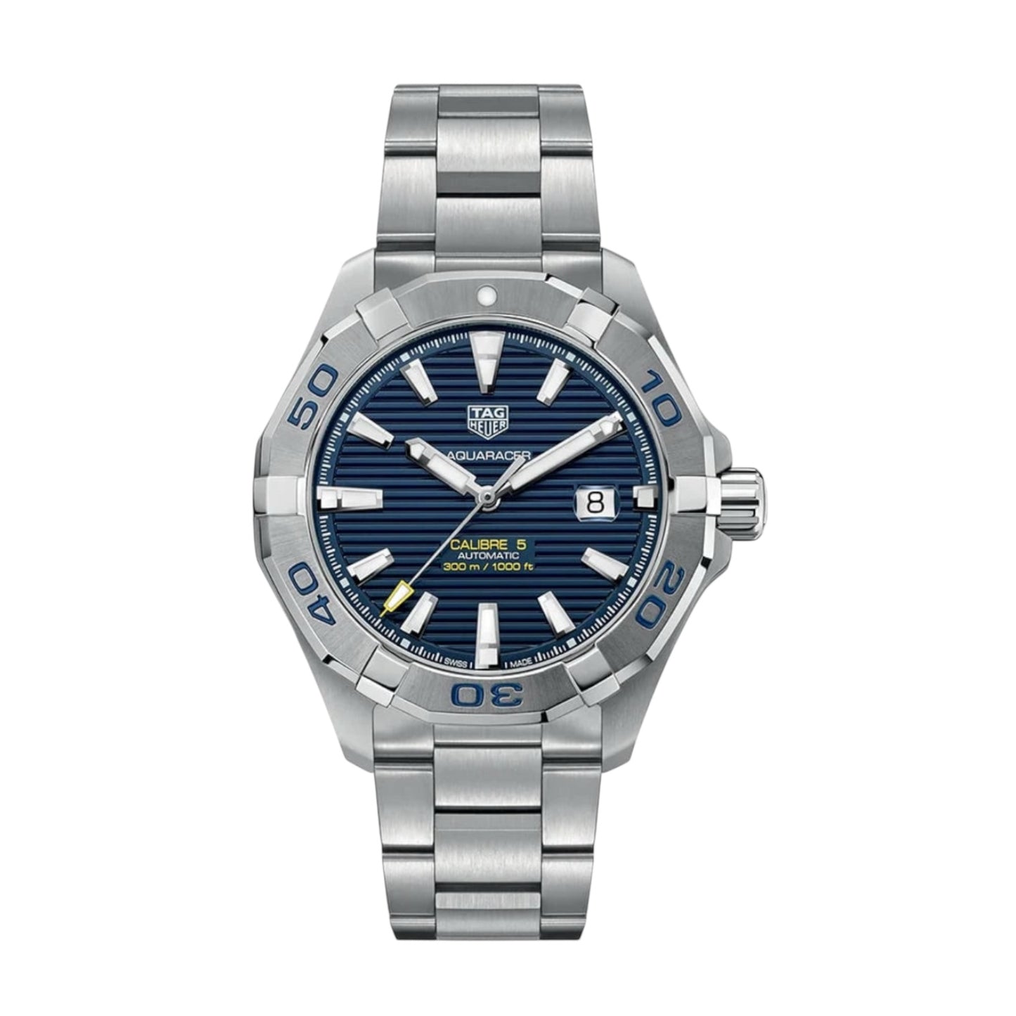 Tag Heuer Aquaracer Calibre 5 Automatic Blue Dial Silver Steel Strap Watch for Men - WAY2012.BA0927