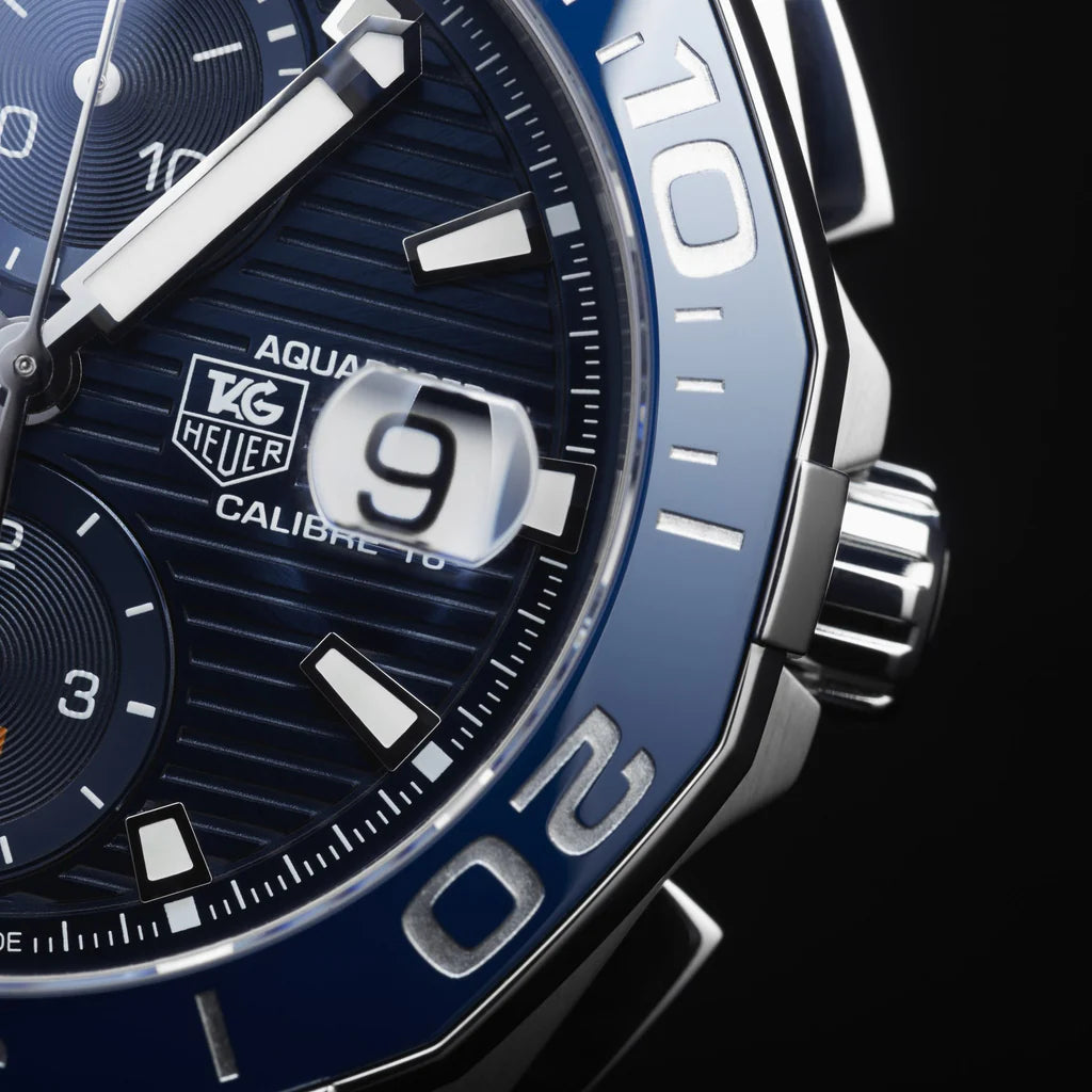 Tag Heuer Aquaracer Calibre 16 43mm Blue Dial Silver Steel Strap Watch- CAY211B.BA0927