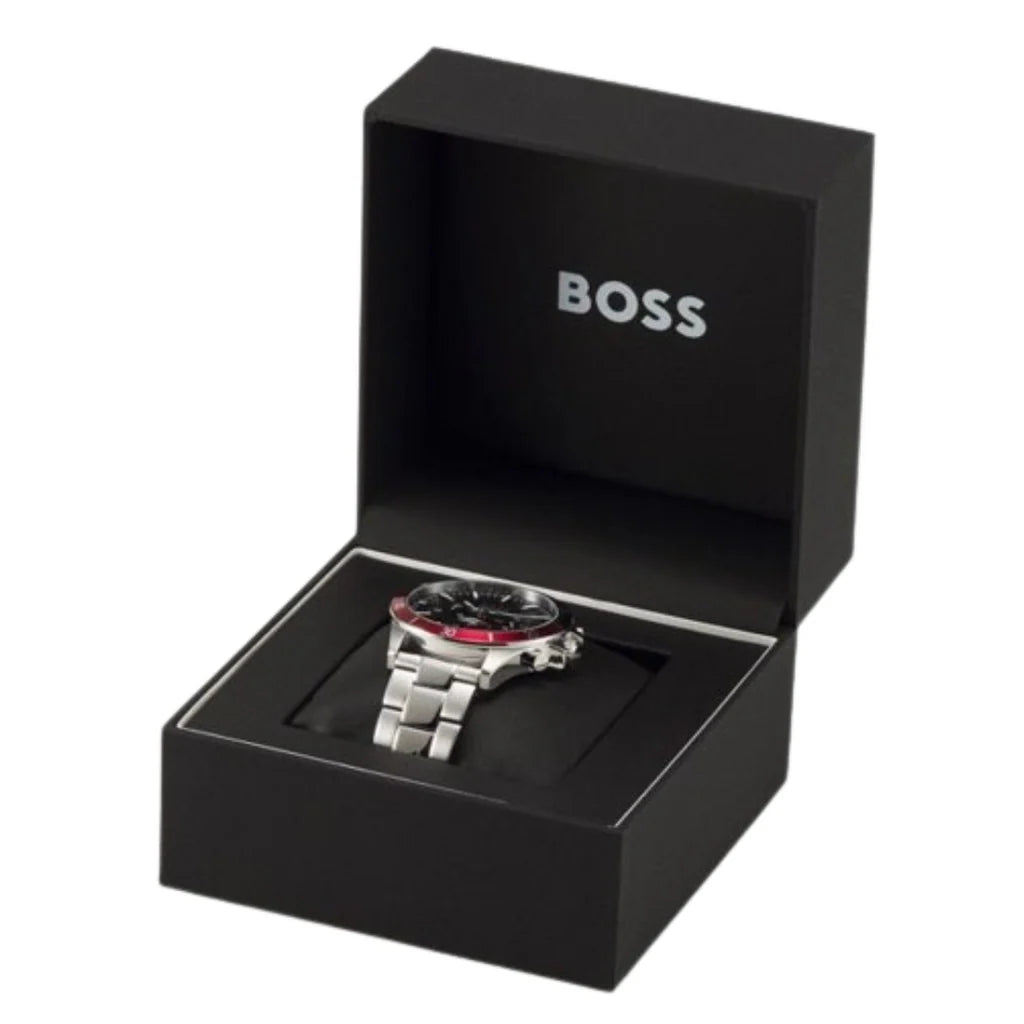 Hugo Boss Troper Chronograph Black Dial Silver Steel Strap 45MM Watch - 1514108