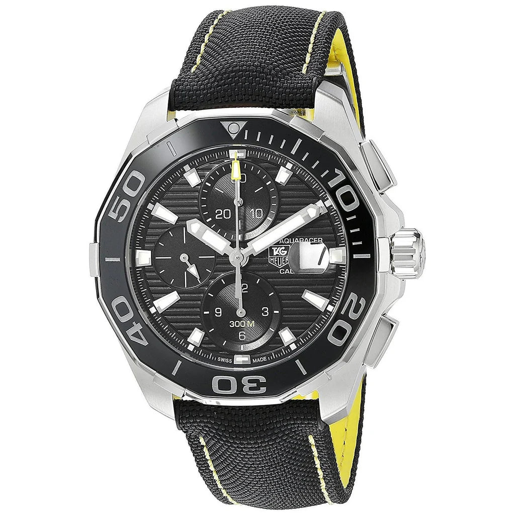 Tag Heuer Aquaracer Automatic Chronograph Black Dial Black Nylon Strap Watch- CAY211A.FC6361