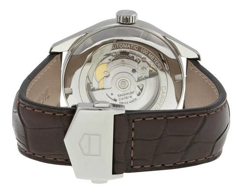 Tag Heuer Carrera Calibre 5 Automatic White Dial Brown Leather Strap Watch- WAR201B.FC6291