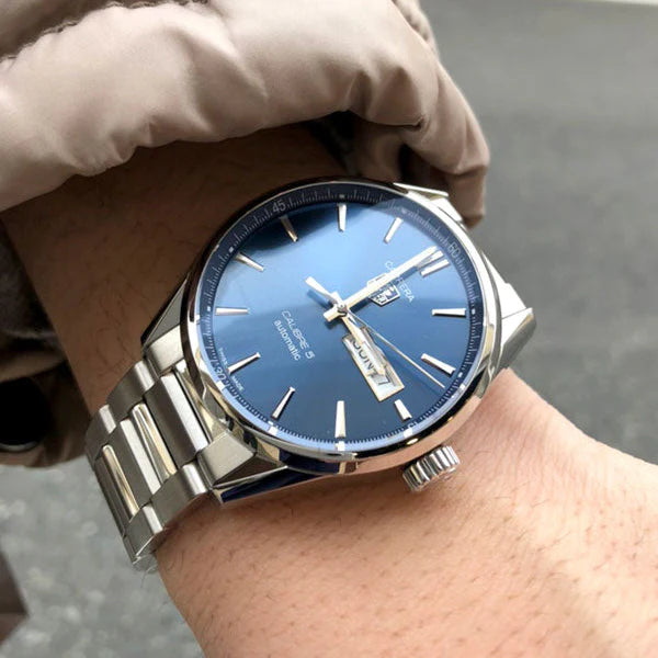 Tag Heuer Carrera Automatic Blue Dial Silver Steel Strap Watch- WAR201E.BA0723