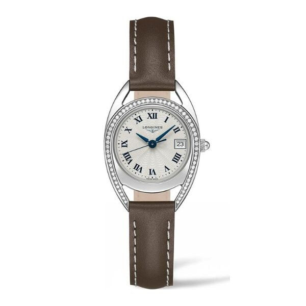 Longines Equestrian Silver Dial Diamond Bezel Leather Strap Women's Watch L6.137.0.71.2