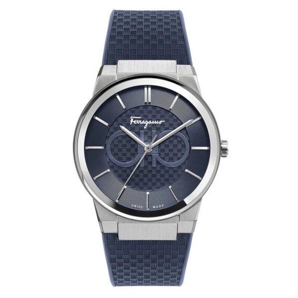 Salvatore Ferragamo Sapphire Blue Dial Blue Rubber Strap Watch- SFHP00120
