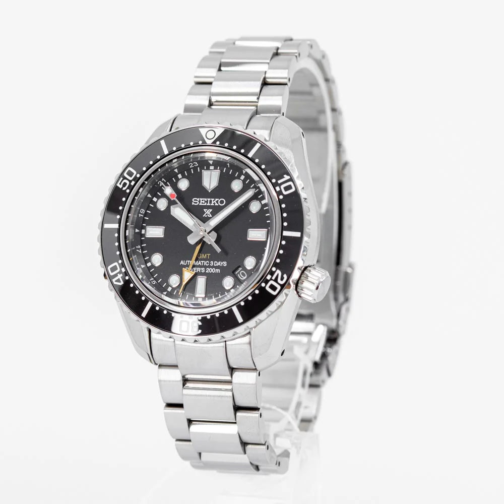 Seiko Prosprex Dark Depths GMT Automatic Black Dial Silver Steel Strap Watch- SPB383J1