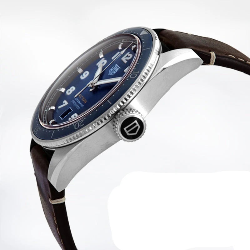 Tag Heuer Autavia Calibre 5 Automatic Blue Dial Brown Leather Strap Watch- WBE5116.FC8266