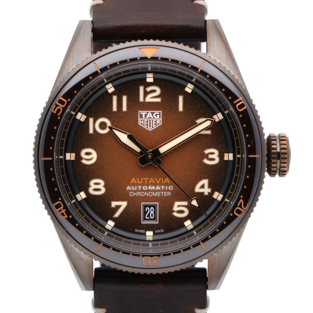 Tag Heuer Autavia Brown Dial Brown Leather Strap Watch - WBE5191.FC8276