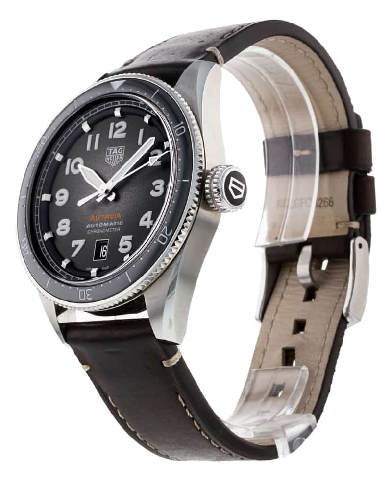 Tag Heuer Autavia Automatic Grey Dial Brown Leather Strap Watch- WBE5114.FC8266