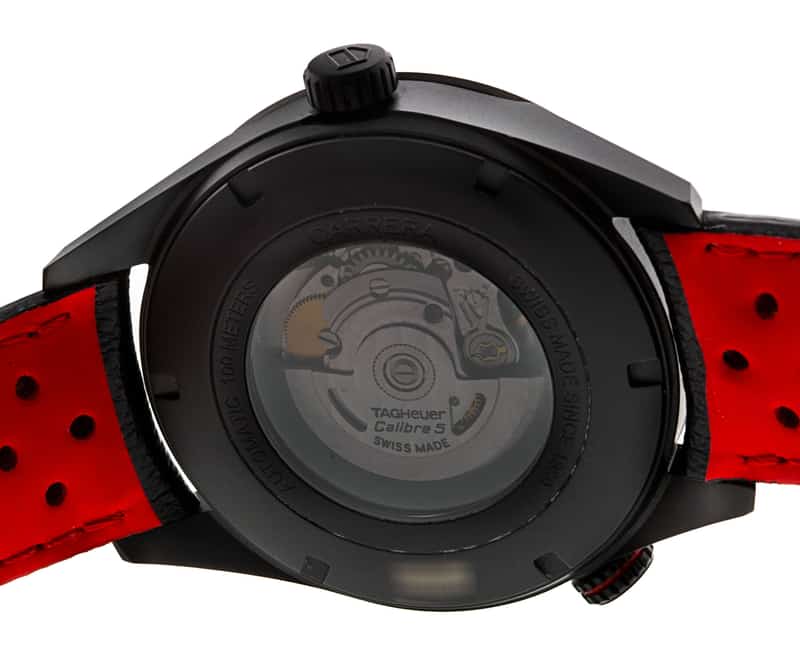 Tag Heuer Carrera Calibre 5 Drive Timer Black Dial Black Leather Strap Watch- WAR2A80.FC6337