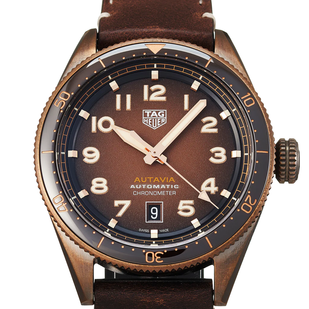 Tag Heuer Autavia Brown Dial Brown Leather Strap Watch - WBE5191.FC8276