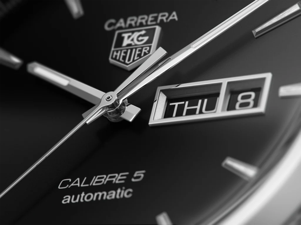 Tag Heuer Carrera Calibre 5 Automatic Black Dial Silver Steel Strap Watch - WAR201A.BA0723