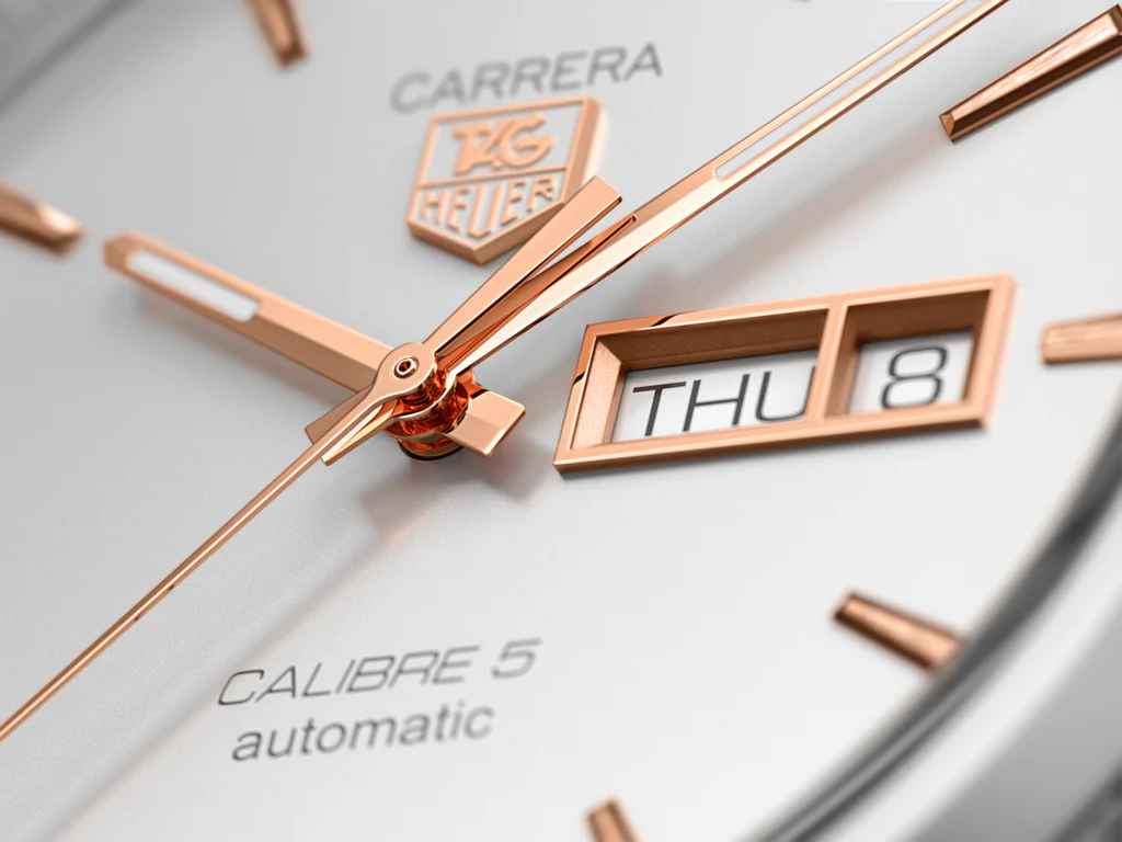 Tag Heuer Carrera Calibre 5 Automatic White Dial Brown Leather Strap Watch- WAR201D.FC6291