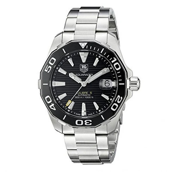 Tag Heuer Aquaracer Automatic Black Dial Silver Steel Strap Watch- WAY211A.BA0928
