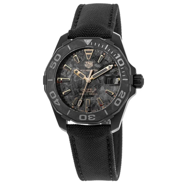 Tag Heuer Aquaracer Calibre 5 Black NATO Strap Carbon Dial Watch- WBD218A.FC6445
