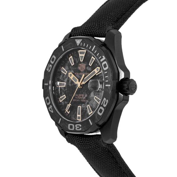 Tag Heuer Aquaracer Calibre 5 Black NATO Strap Carbon Dial Watch- WBD218A.FC6445