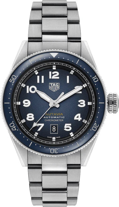 Tag Heuer Autavia Automatic Blue Dial Silver Steel Strap Watch- WBE5116.EB0173