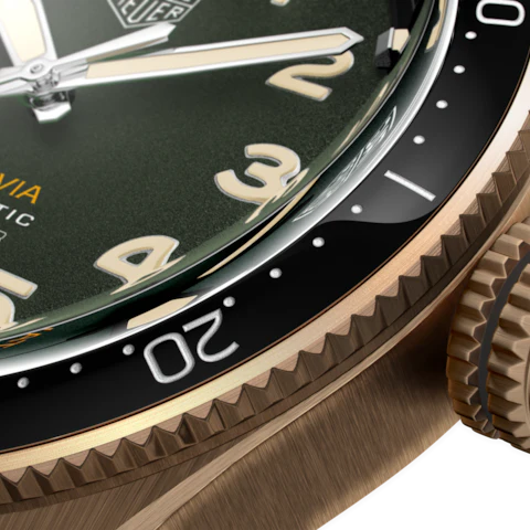 Tag Heuer Autavia Calibre 5 Automatic Olive Green Dial Green Leather Strap Watch - WBE5190.FC8268