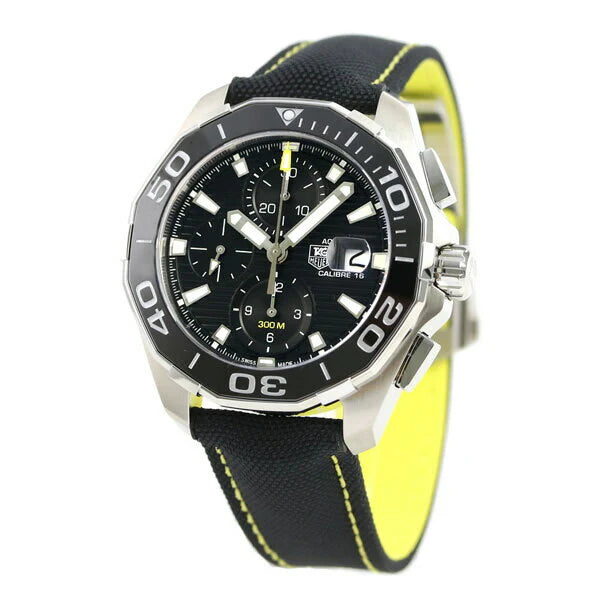 Tag Heuer Aquaracer Automatic Chronograph Black Dial Black Nylon Strap Watch- CAY211A.FC6361