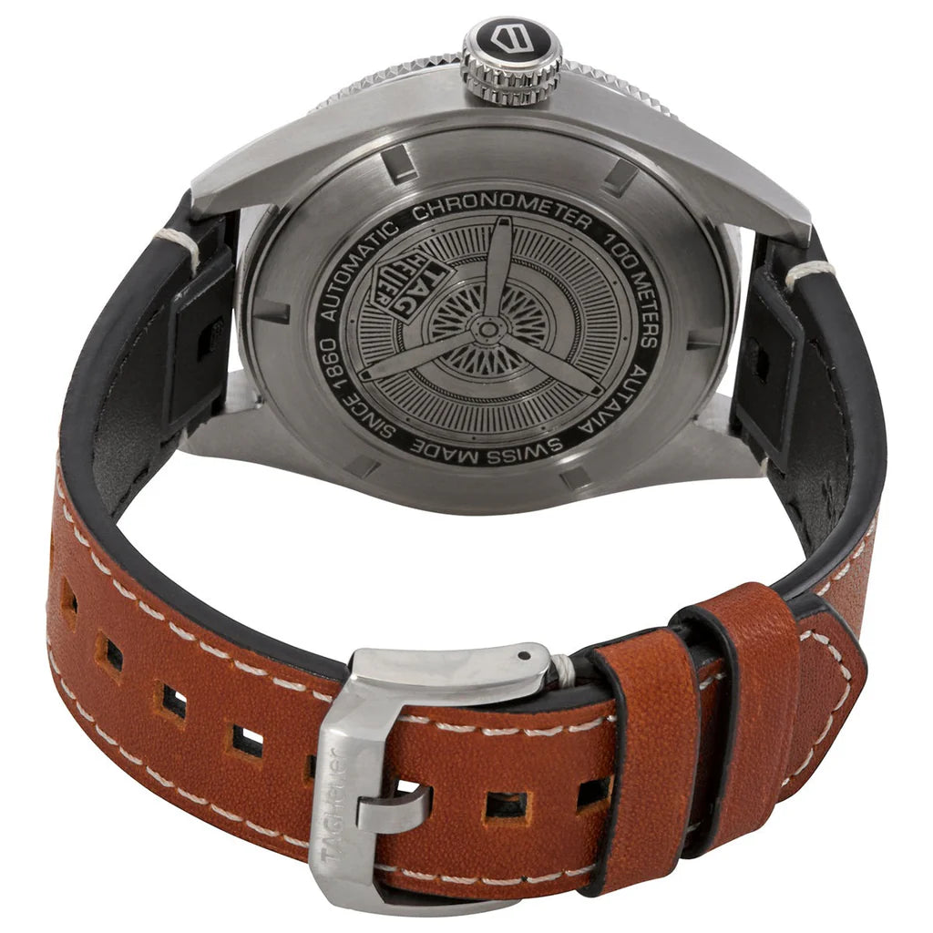Tag Heuer Autavia Isograph Grey Dial Calfskin Brown Leather Strap Watch- WBE5111.FC8267
