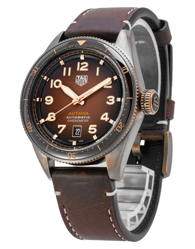Tag Heuer Autavia Brown Dial Brown Leather Strap Watch - WBE5191.FC8276