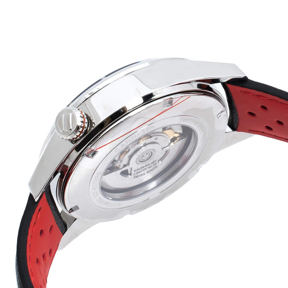 Tag Heuer Carrera Calibre 5 Drive Timer Black Dial Black Leather Strap Watch- WAR2A10.FC6337