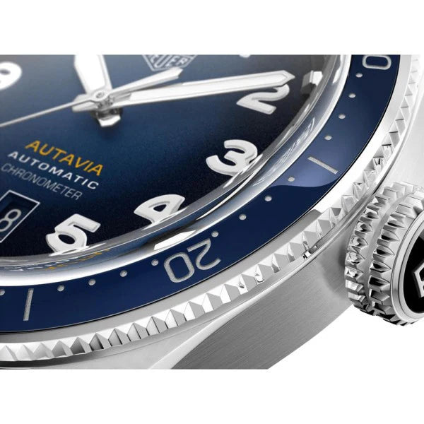 Tag Heuer Autavia Calibre 5 Automatic Blue Dial Brown Leather Strap Watch- WBE5116.FC8266