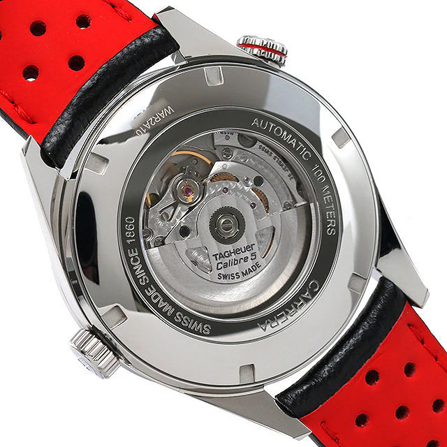 Tag Heuer Carrera Calibre 5 Drive Timer Black Dial Black Leather Strap Watch- WAR2A10.FC6337