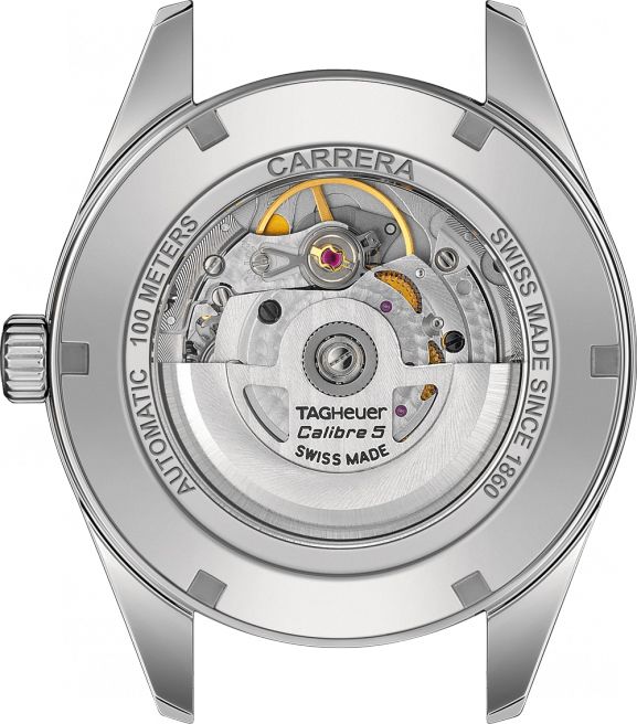 Tag Heuer Carrera Calibre 5 Automatic Black Dial Black Leather Strap Watch- WAR201C.FC6266