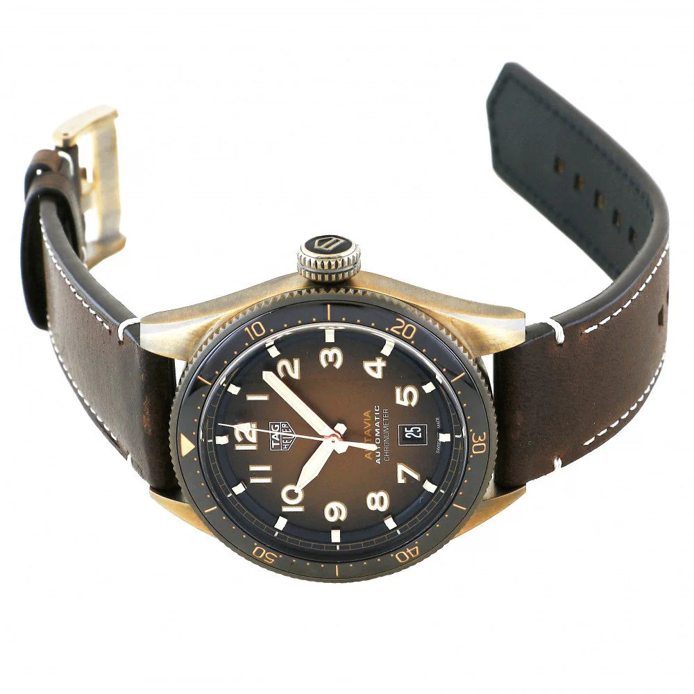 Tag Heuer Autavia Brown Dial Brown Leather Strap Watch - WBE5191.FC8276
