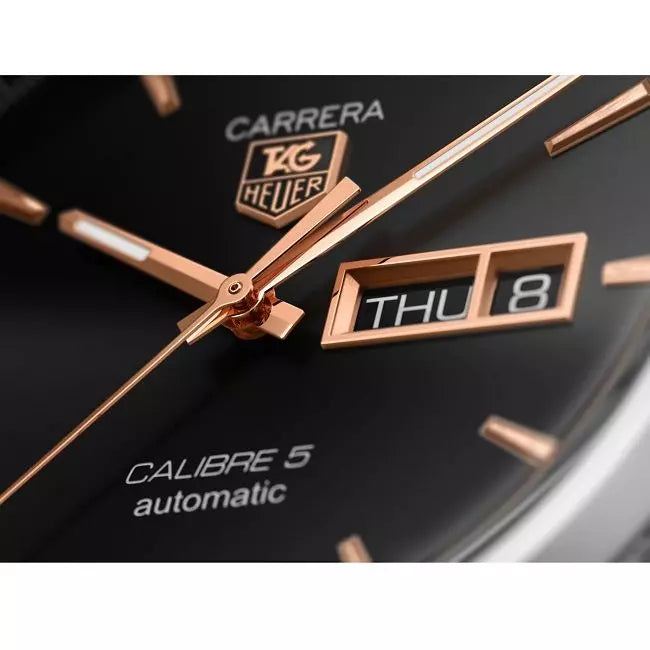 Tag Heuer Carrera Calibre 5 Automatic Black Dial Silver Steel Strap Watch- WAR201C.BA0723