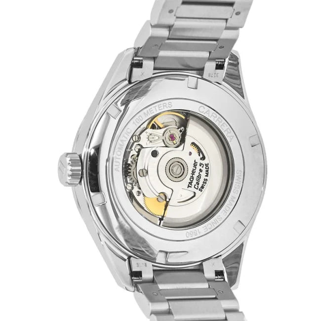 Tag Heuer Carrera Calibre 5 White Dial Silver Steel Strap Watch- WAR201D.BA0723