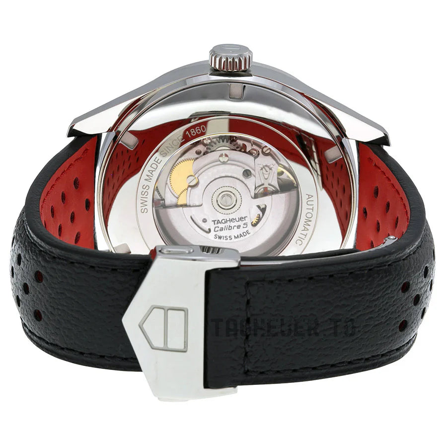 Tag Heuer Carrera Calibre 5 Drive Timer Black Dial Black Leather Strap Watch- WAR2A10.FC6337