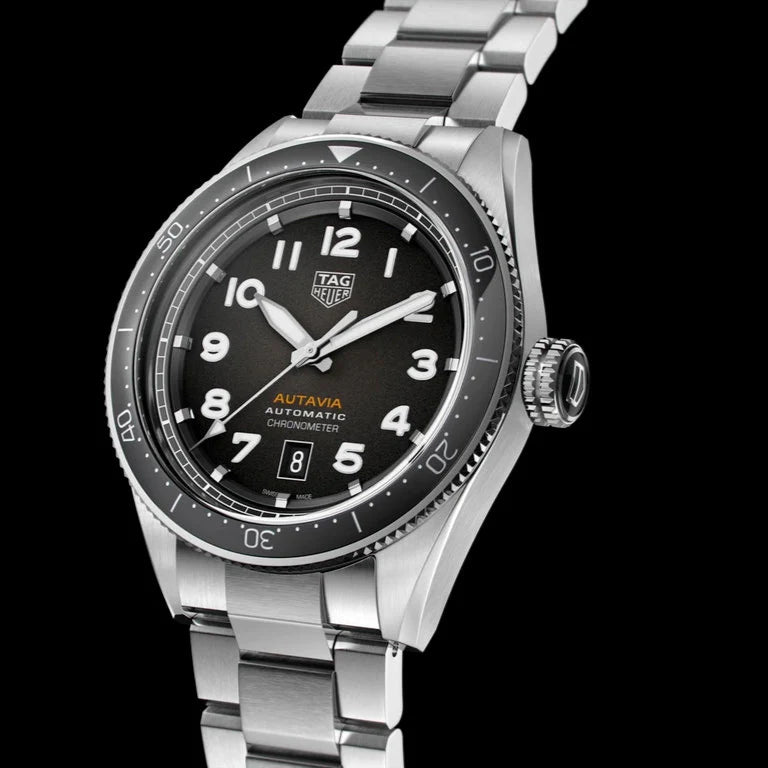 Tag Heuer Autavia Automatic Grey Dial Silver Steel Strap Watch- WBE5114.EB0173
