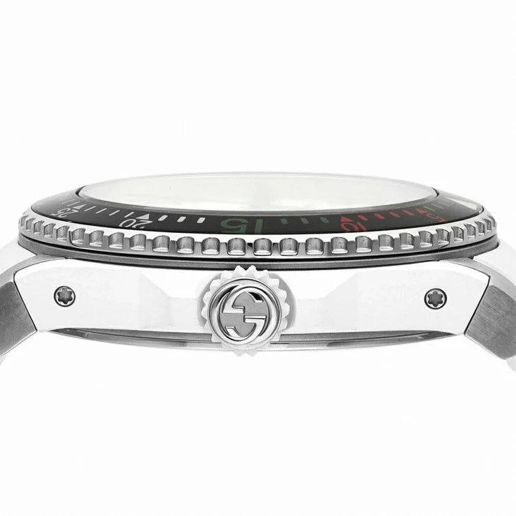 Gucci Dive Tiger White Dial White Rubber Strap Watch - YA136329
