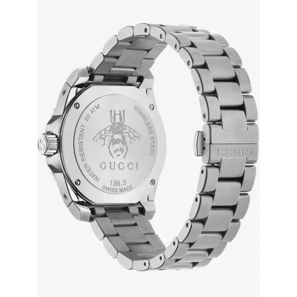 Gucci Dive Quartz White Dial Silver Steel Strap Watch - YA136336