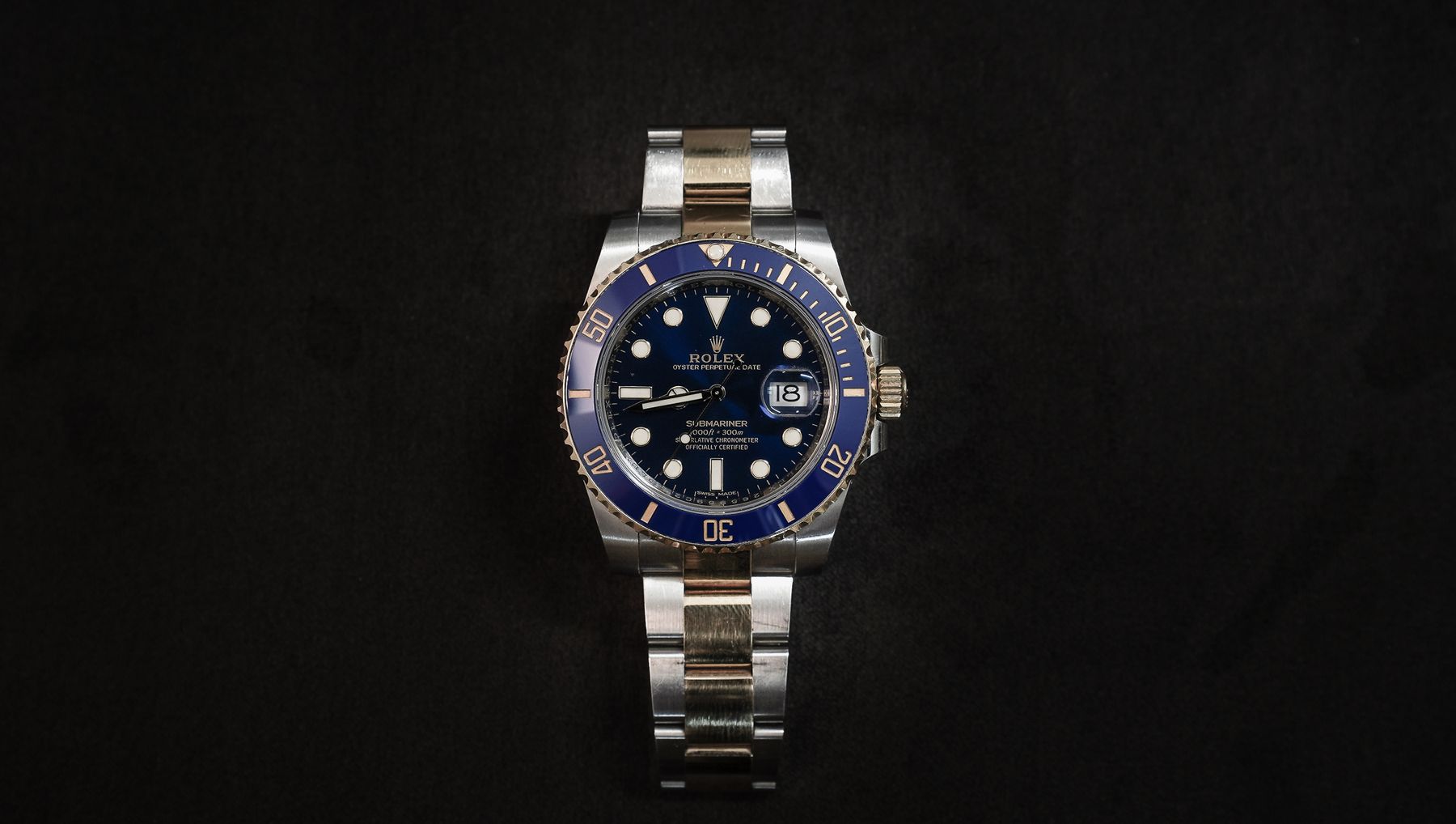 Two-tone Rolex Submariner Date with blue dial and rotating dive bezel