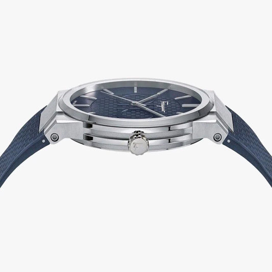 Salvatore Ferragamo Sapphire Blue Dial Blue Rubber Strap Watch- SFHP00120
