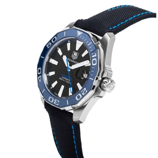 Tag Heuer Aquaracer Calibre 5 Automatic Black Dial Black Nylon Strap Watch- WAY201C.FC6395