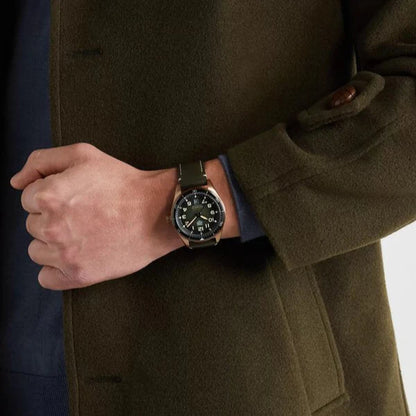 Tag Heuer Autavia Calibre 5 Automatic Olive Green Dial Green Leather Strap Watch - WBE5190.FC8268