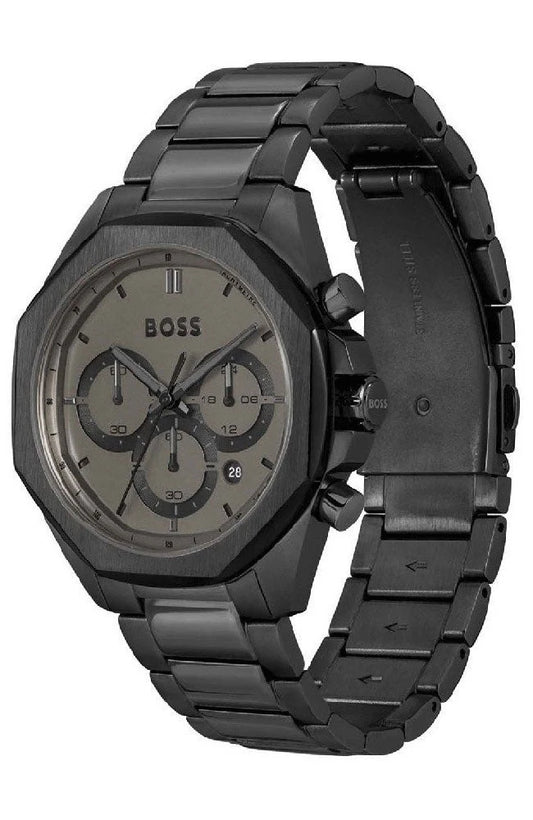 Hugo Boss Cloud Chronograph Black Dial Black Steel Strap Watch - 1514016
