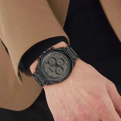 Hugo Boss Cloud Chronograph Black Dial Black Steel Strap Watch - 1514016