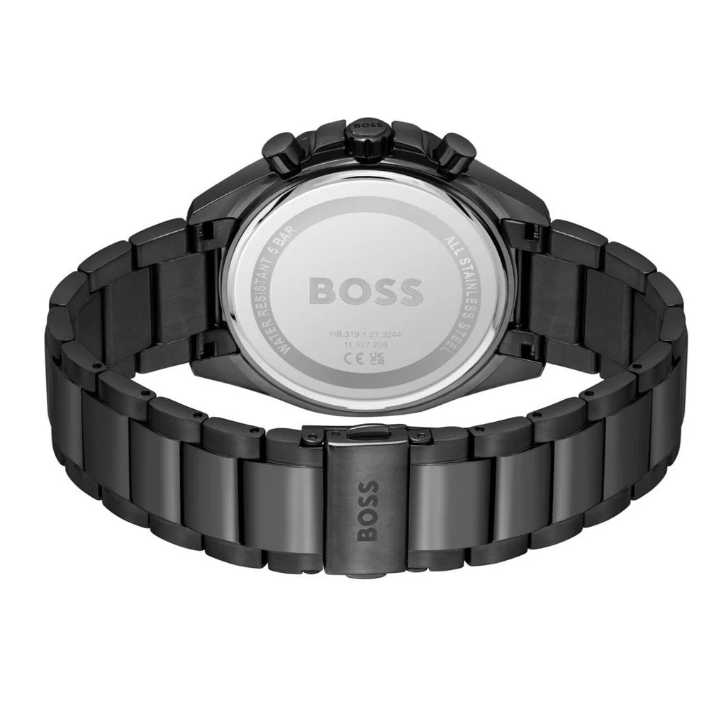 Hugo Boss Cloud Chronograph Black Dial Black Steel Strap Watch - 1514016