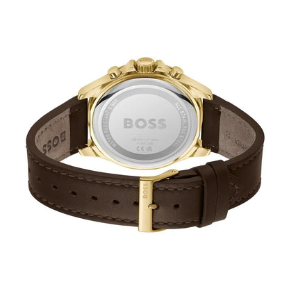 Hugo Boss Troper Chronograph Black Dial Brown Leather Strap Watch - 1514100